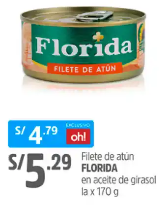 Plaza Vea Filete de atún FLORIDA en aceite de girasol oferta
