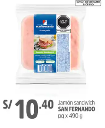 Plaza Vea Jamón sandwich SAN FERNANDO oferta