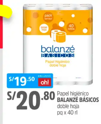 Plaza Vea Papel higiénico BALANZÉ BÁSICOS doble hoja oferta