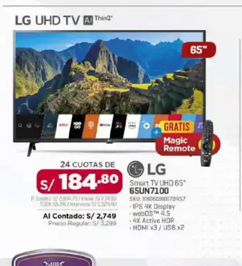 Carsa Smart tv uhd 65" 65UN7100 SKU: 8806098678457 oferta