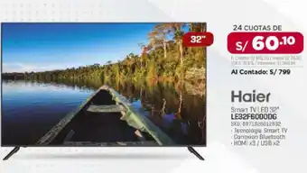 Carsa Smart tv led 32" LE32F6000DG SKU: 6971926012832 oferta