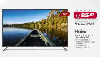 Carsa Smart tv full hd 58" LE43K6500DG SKU: 6971926010678 oferta