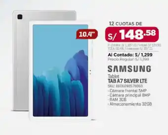 Carsa Tablet A7 silver lte SKU: 8806090578069 oferta