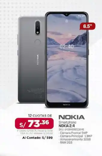 Carsa Smartphone NOKIA 2.4 SKU: 6438409051646 oferta