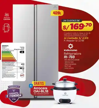 Carsa Refrigeradora RI-769 SKU: 6921041102628 oferta