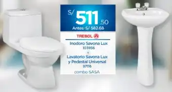 Cassinelli Trebol Inodoro Savona Lux y Pedestal Universal oferta