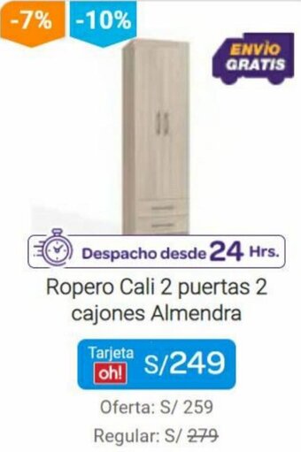 Promart Ropero Cali 6 Puertas 2 Cajones Almendra oferta