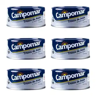 Tottus Six pack trozo de atún en aceite vegetal campomar 150 g oferta