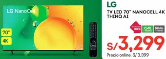 Tottus LG TV LED 70" Nanocell 4K ThinQ AI 70" oferta