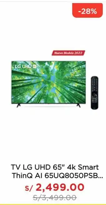 La Curacao LG TV UHD 65" 4K Smart THinQ AI 65UQ8050PSB oferta