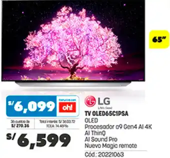 Plaza Vea LG TV OLED65C1PSA OLED oferta