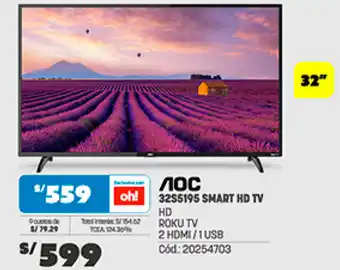 Plaza Vea AOC Smart TV HD oferta