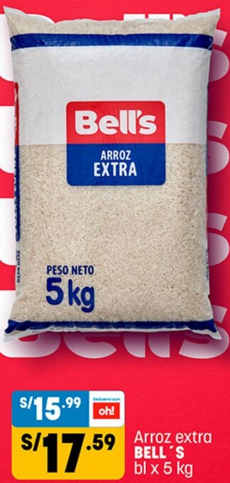 Plaza Vea Arroz Extra Bell's 5kg oferta