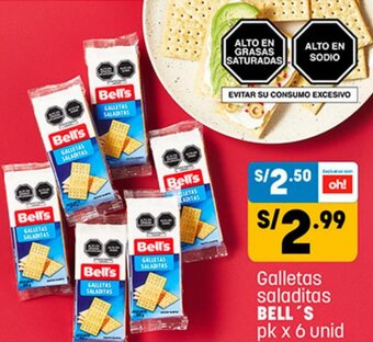 Plaza Vea Galletas Saladitas Bell's 6 Unid oferta