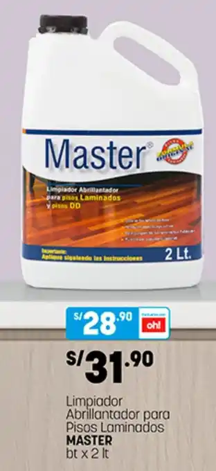 Plaza Vea Master Limpiador Abrillantador para Pisos Laminados bt x 2 lt oferta