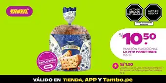 Tambo La Vita Panattiere Paneton Tradicional 800g oferta