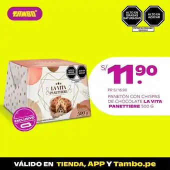 Tambo La Vita Panettiere Paneton con Chispas de chocolate 500g oferta