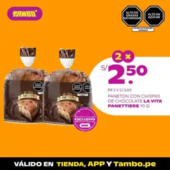 Tambo La Vita Panettiere Paneton con chipas de chocolate 70g oferta