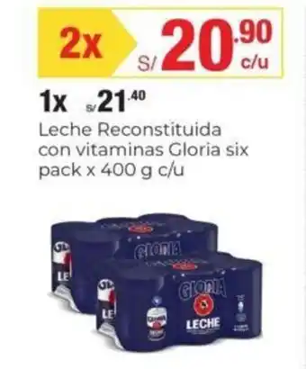 Metro Gloria Leche Reconstituida con vitaminas six pack x 400 g c/u oferta