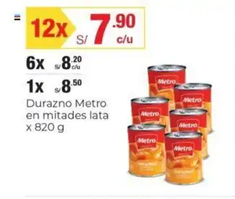 Metro Metro Durazno en mitades lata x 820g oferta