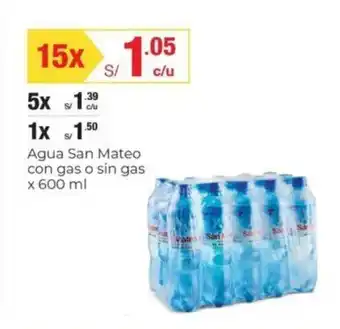 Metro San Mateo Agua con gas o sin gas x 600 ml oferta