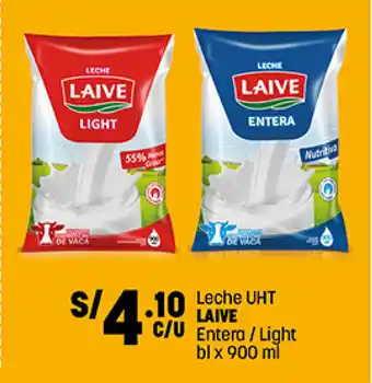 Plaza Vea Laive Leche UHT Entera / Light bl x 900 ml oferta