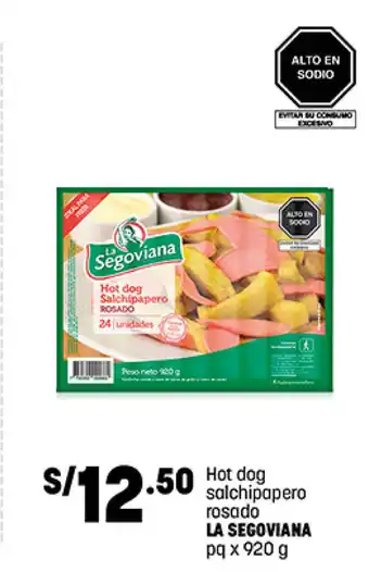 Plaza Vea La Segoviana Hot Dog salchipapero rosado pq x 920g oferta