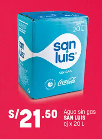 Plaza Vea San Luis Agua sin gas cj x 20 L oferta