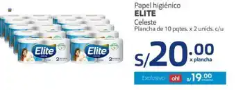 Makro Elite Papel Higienico Celeste plancha de 10 pqtes x 2 unid c/u oferta