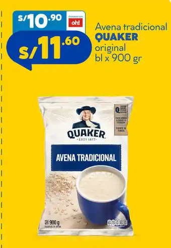 Plaza Vea Quaker Avena tradicional original bl x 900gr oferta