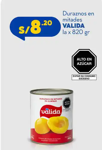 Plaza Vea Valida Durazno en mitades la x 820gr oferta