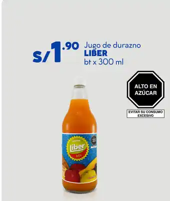 Plaza Vea Liber Jugo de durazno bt x 300 ml oferta