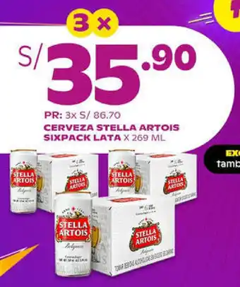 Tambo Stella Artois Cerveza sixpack lata x 269 ml oferta