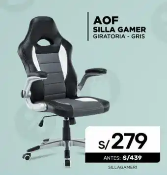 La Curacao AOF Silla Gamer Giratoria - Gris oferta