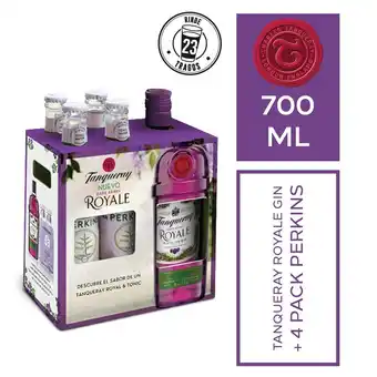 Tottus Pack gin tanqueray royal 700 ml + 4 perkins 200 ml oferta