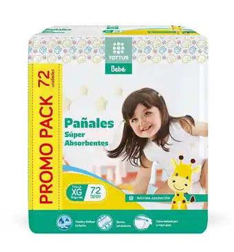 Tottus Pack pañal tottus super absorbente xg 72 unidades oferta