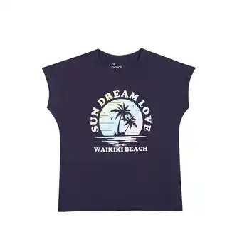 Tottus Polo estampado oversize mujer m azul marino oferta