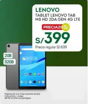 Tottus Lenovo tablet Lenovo Tab M8 HD 2DA GEN 4G LTE oferta