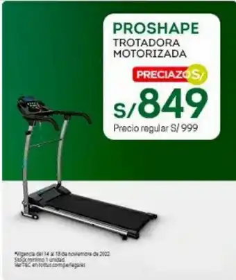 Tottus Proshape Trotadora Motorizada oferta