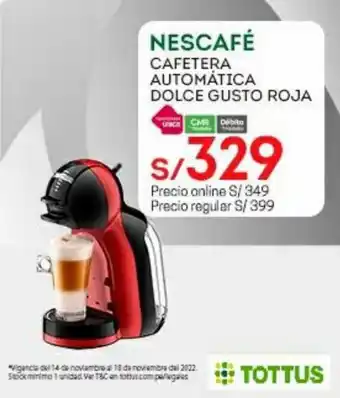 Tottus Nescafe Cafetera Automatica Dolce Gusto Roja oferta