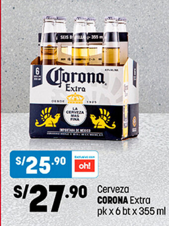 Plaza Vea Corona Cerveza Extra pk x 6 bt x 355 ml oferta