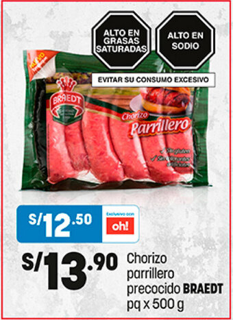 Plaza Vea Braedt Chorizo parrillero precocido pq x 500g oferta