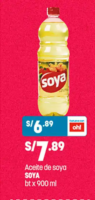 Plaza Vea Soya Aceite de soya bt x 900 ml oferta