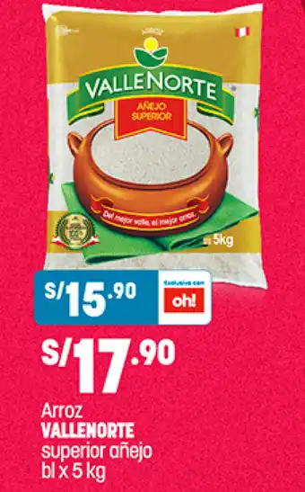 Plaza Vea Vallenorte Arroz superior añejo bl x 5 kg oferta