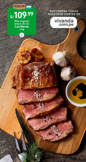 Plaza Vea Bife Angosto Angus de res Las Noras x kg oferta