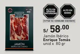 Plaza Vea Jamón Ibérico Enrique Tomás unid x 80g oferta