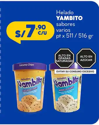 Plaza Vea Yambito Helado sabores varios pt x 511/516 gr oferta