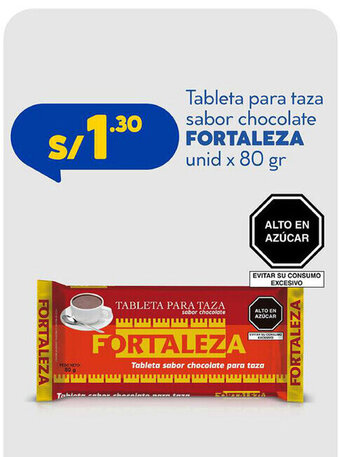 Plaza Vea Fortaleza Tableta para taza sabor chocolate unid x 80gr oferta