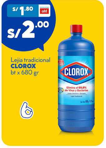 Plaza Vea Clorox Lejia tradicional bt x 680gr oferta