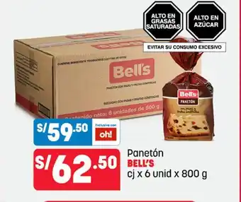 Plaza Vea Bell's Paneton cj x 6 unid x 800g oferta